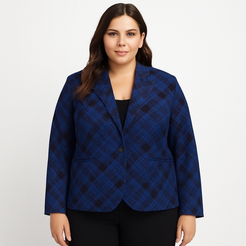 Lord & Taylor Patterned Office Preppy Wedding Formal Cobalt Blue Blazer - Womens